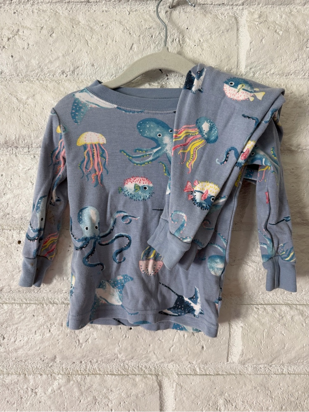 Kids Long Sleeve Ocean Creature Top and Pants Set - Blue